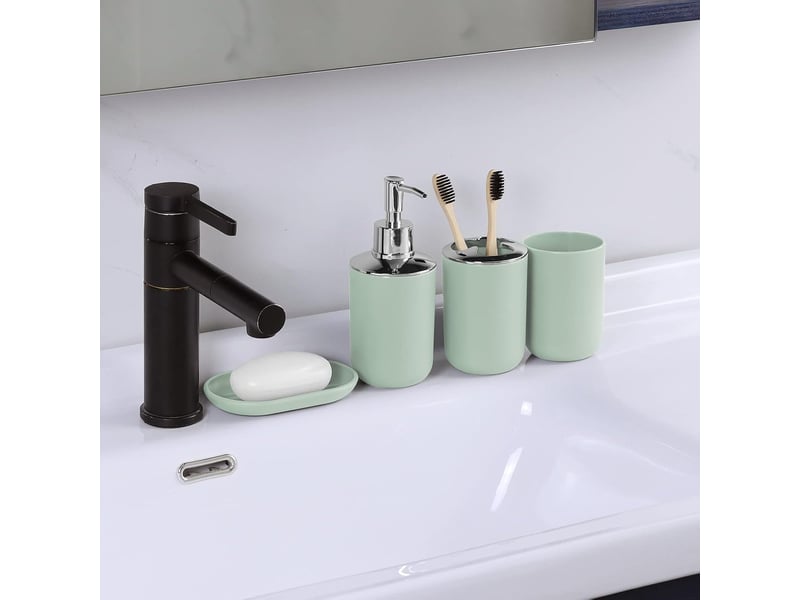 Ensemble d'accessoires de salle de bain 6 pièces vert - Conforama D