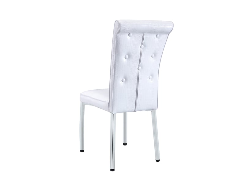  Lot de 2 chaises de salle à manger,à motif crocodile,pvc,blanc  - Conforama D