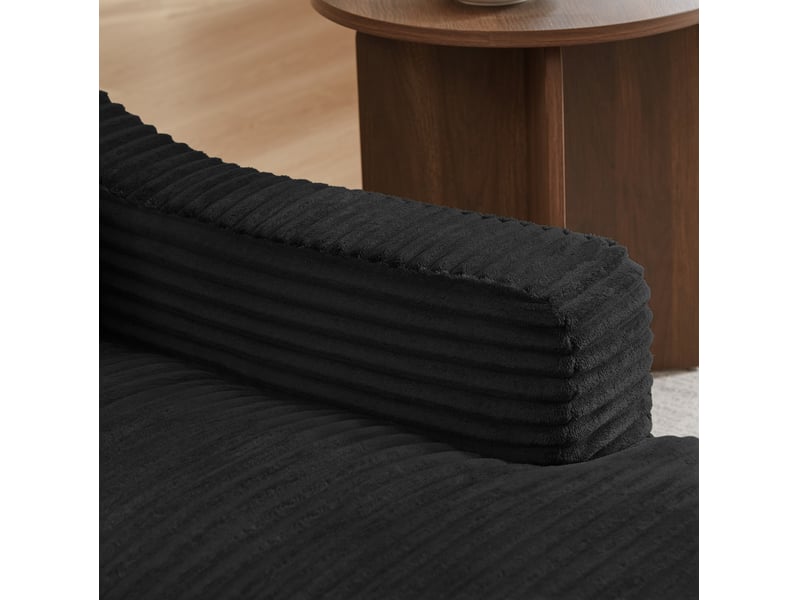  Fauteuil convertible en velours côtelé avec assise modulable et couchage d’appoint, noir  - Conforama E