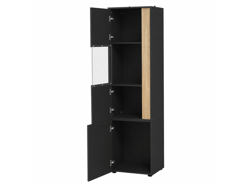  Vitrine haute led 50x40x179 cm noir et naturel en acrylique  - Conforama D