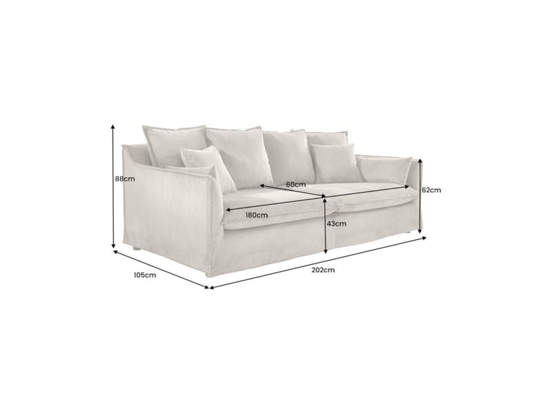  Canapé droit kalia – tissu côtelé vert foncé – 3 places – style contemporain  - Conforama C