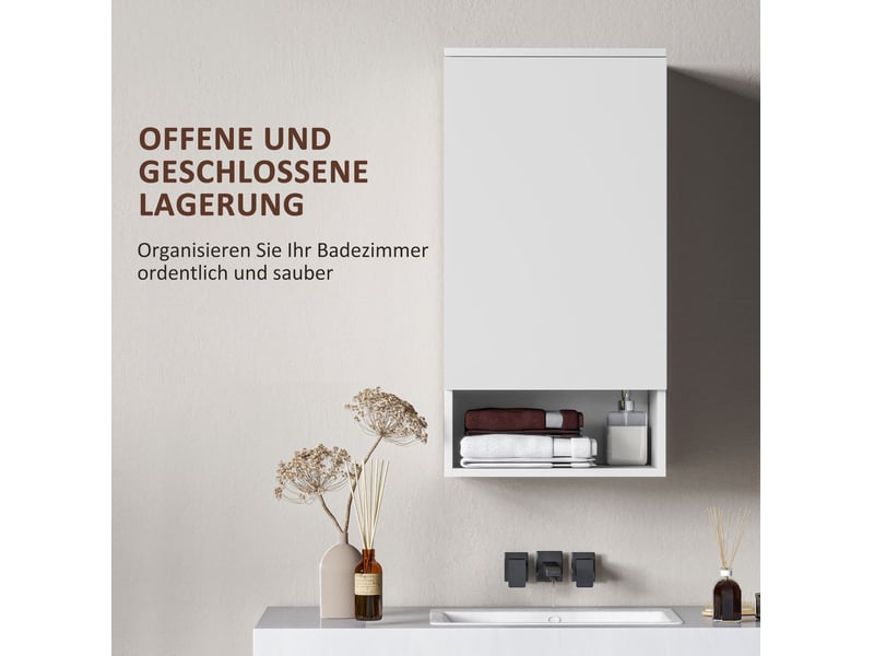 Armoire murale 40x27x77 cm à rangement réglable, panneau de particules de bois et mdf, blanc  - Conforama D