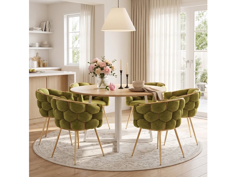  Lot de 2 fauteuils d’appoint modernes en velours olive avec structure en métal  - Conforama D