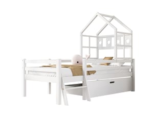 Lit cabane 90x200 cm <strong>REDOM</strong>  <strong></strong> coloris blanc
