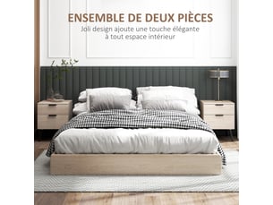 Lot de 2 tables de chevet table de nuit style nordique moderne avec tiroir à deux niveaux chêne 40 x 40 x 50 cm