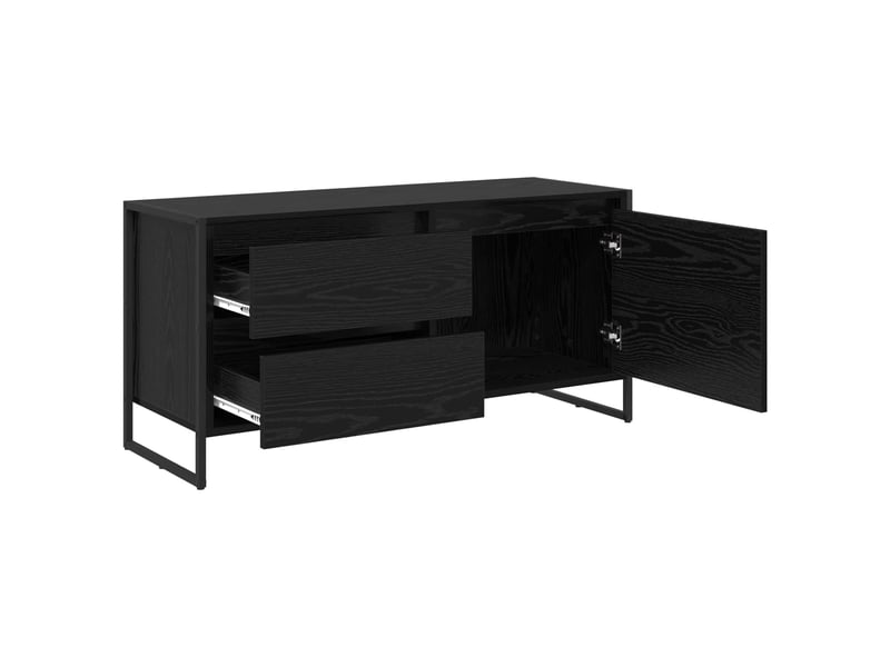  Meuble tv - banc tv - meuble de rangement 100 x 36 x 49.5 cm chêne noir bois d'ingénierie  - Conforama E