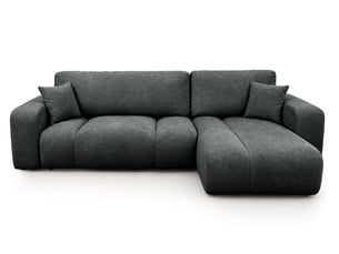 Canapé d'angle réversible fixe BESTMOBILIER MANON 4 places Tissu gris avec coffre de rangement