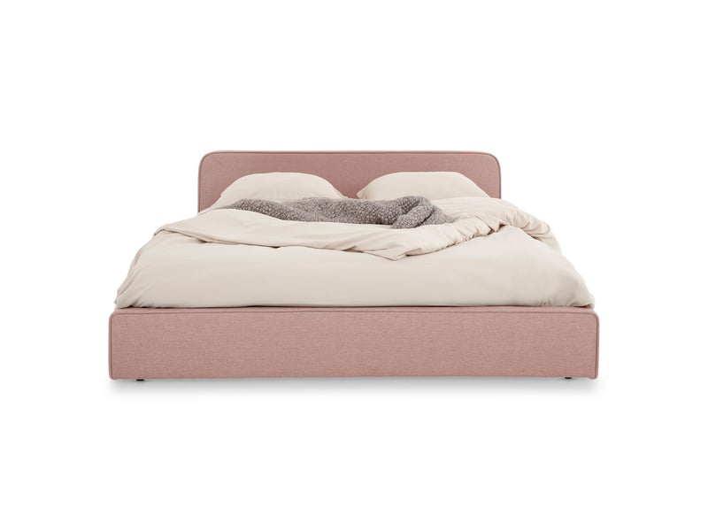 Lit double belarti 140 x 190 cm, revêtement en tissu - rose  - Conforama A