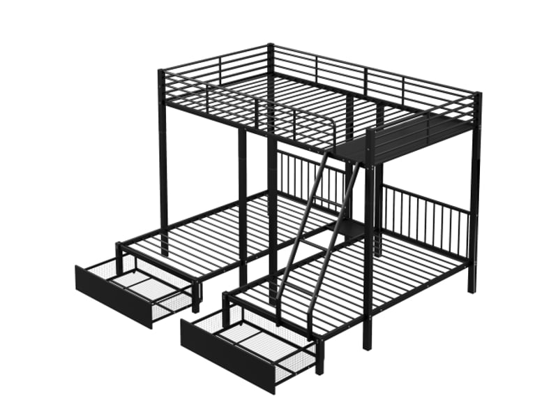  Lit superposé 140x200 cm coloris noir métal lit enfant blanc - Conforama A