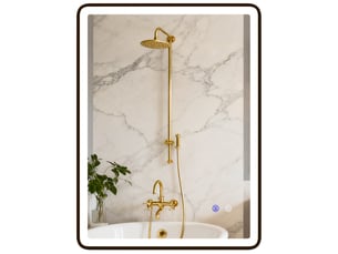Miroir de salle de bain led antibuée avec cadre en métal noir 80x5x60 cm
