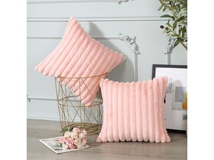 Lot de 2 housses de coussin 45 x 45 cm peluche rose chicfurn