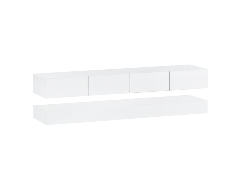  Meuble tv mural - 130cm - led contrôlable - 4 tiroirs - mdf 15mm - design scandinave  - Conforama W