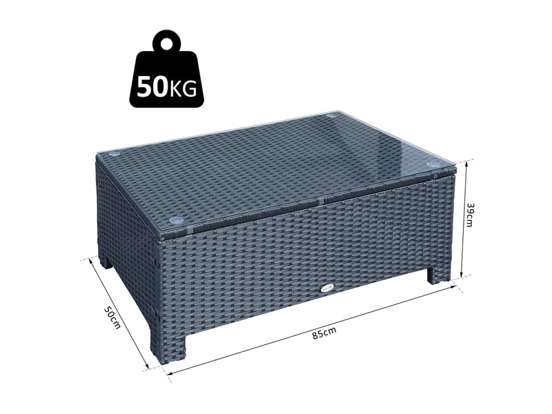  Table basse de jardin métal noir 85x50x39cm  - Conforama E