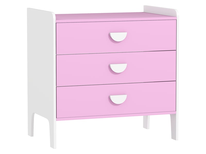  Commode pour enfants, commode rangement 3 tiroirs pour chambre d'enfant, crèche, salle de jeux, 60 x 40 x 60 cm, rose  - Conforama A