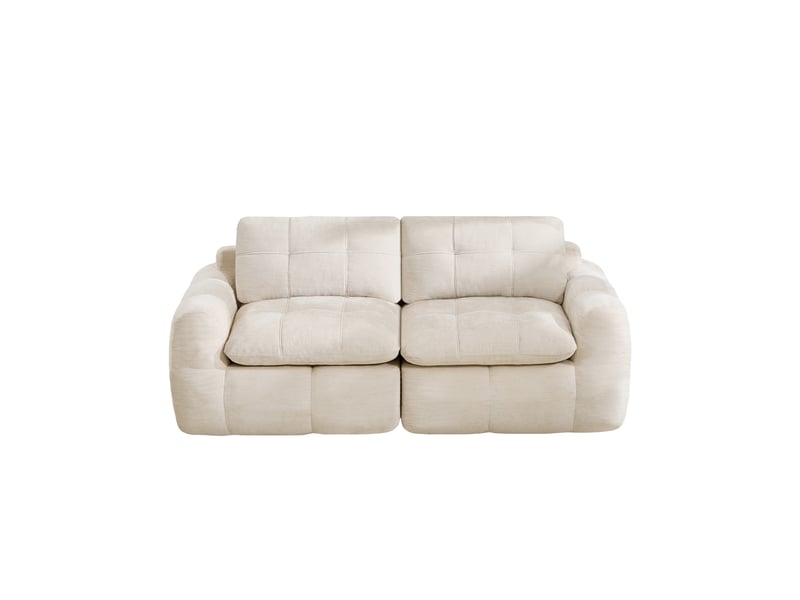  Canapé 2 places - 194 x 97 x 68 cm - canapé modulable en chenille avec assise profonde et coussins - beige  - Conforama A