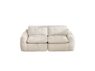 Canapé 2 places - 194 x 97 x 68 cm - canapé modulable en chenille avec assise profonde et coussins - beige