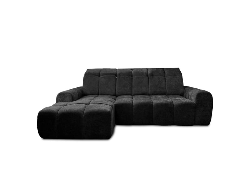 Canapé d'angle droit relax krabi avec coffre tissu kiara noir KRABI-M-KIA869-R - Conforama E