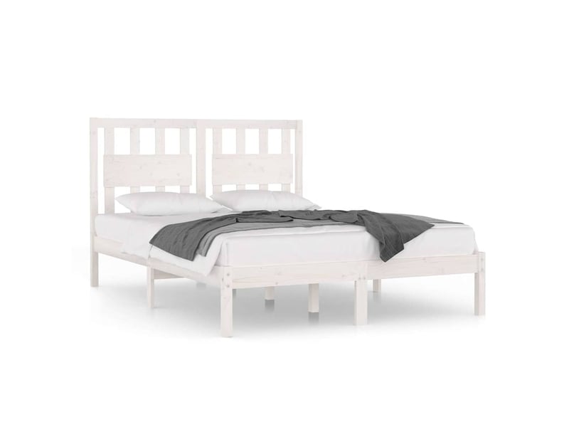  Lit double- lit adulte -  cadre de lit sans matelas blanc bois massif 140x190 cm  - Conforama A