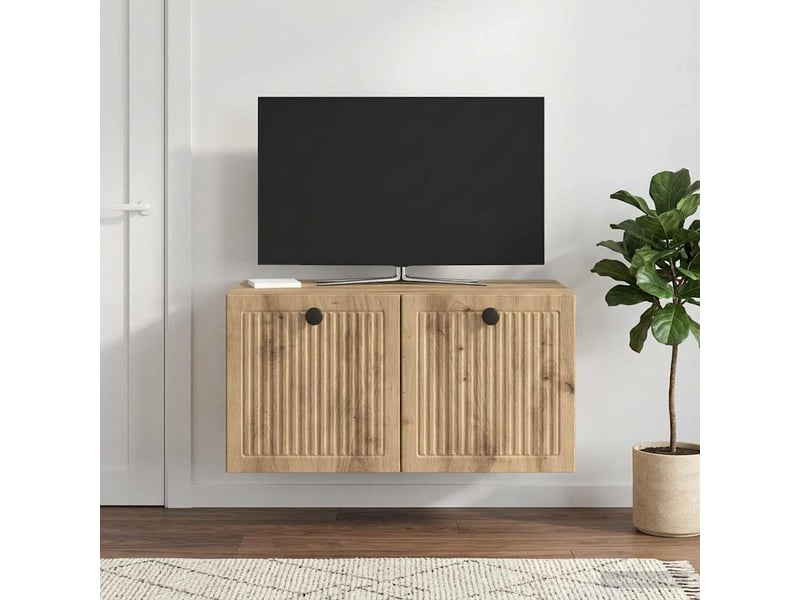  Meuble tv - banc tv - meuble de rangement mural 59,5 x 41 x 30 cm chêne artisanal  - Conforama D