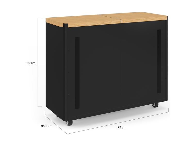  Double réservoir à granulés 60 kg noir et bois rangement à pellets et accessoires 73 x 30 x 60 cm  - Conforama E
