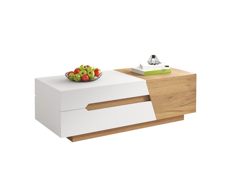  Table basse extensible, table de salon avec tiroirs, table d'appoint à structure bicolore  - Conforama A