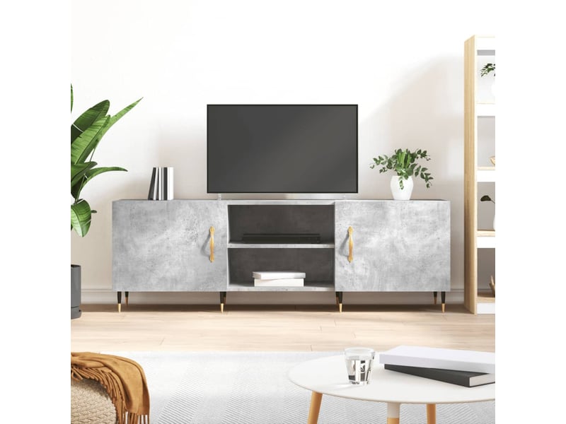  Meuble tv - banc tv - meuble de rangement gris béton 150x30x50 cm bois d'ingénierie  - Conforama B
