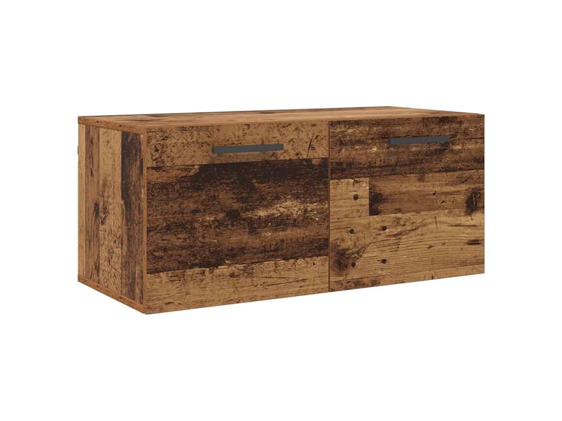  Meuble mural, rangement salon 80 x 36.5 x 35 cm bois d'ingénierie bois ancien shl1519  - Conforama A