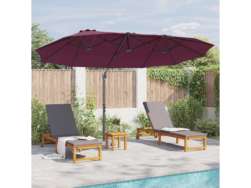  Parasol de jardin, parasol d'extérieur bordeaux 372x198x243 cm polyester et aluminium  - Conforama D