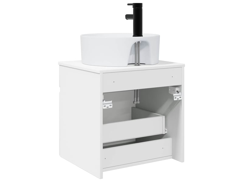  Meuble de lavabo mural, rangement salle de bain blanc brillant 49x44.5x65 cm  - Conforama D