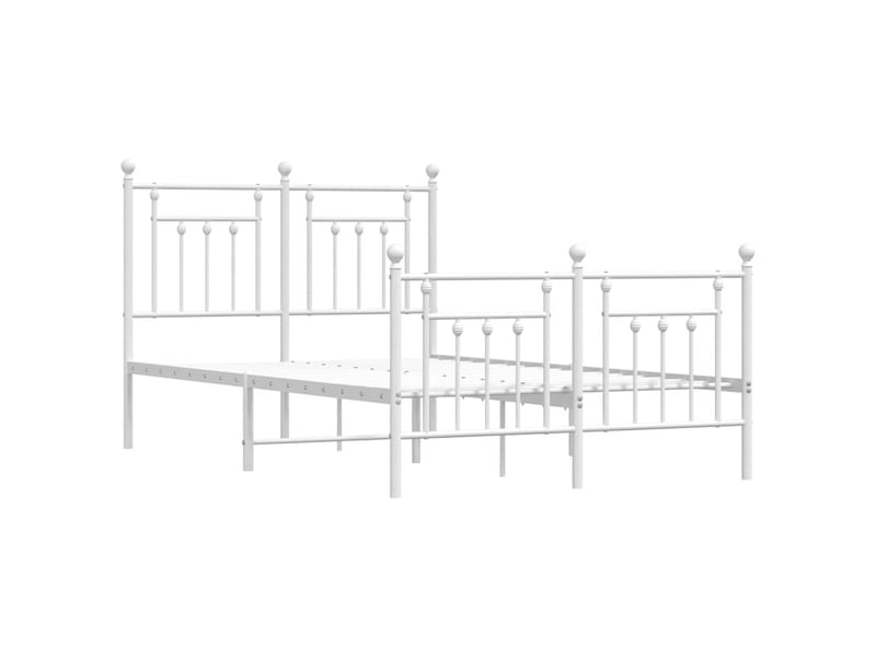 Lit double- lit adulte - cadre de lit métal sans matelas et pied de lit blanc 120x190 cm - Conforama B