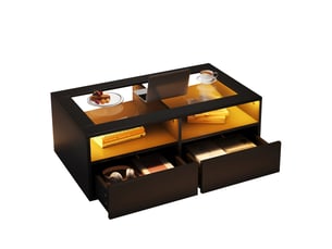 Table basse rectangulaire coloris noir <strong>MERAX</strong> <strong>table basse noir</strong> - 50 cmx100 cm