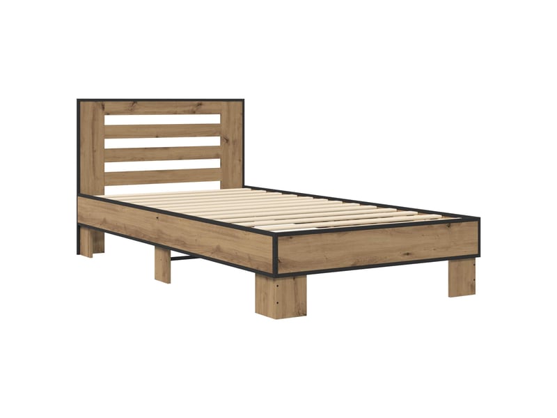  Lit simple- lit adulte -  cadre de lit avec tête de lit chêne artisanal 80 x 200 cm  - Conforama B