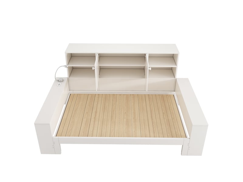  Lit gigogne blanc avec sommier inclus, lit principal 90x200 cm et couchage extensible 180x200 cm  - Conforama D