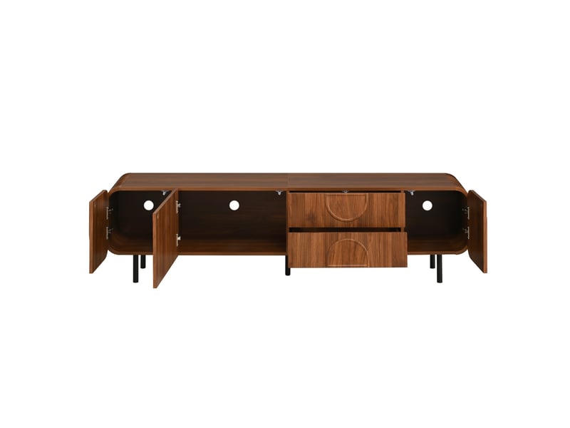Meuble tv 180 x 40 x 47,5 cm – design géométrique mid-century – 3 portes & 2 tiroirs –convient pour le salo - noyer - Conforama A