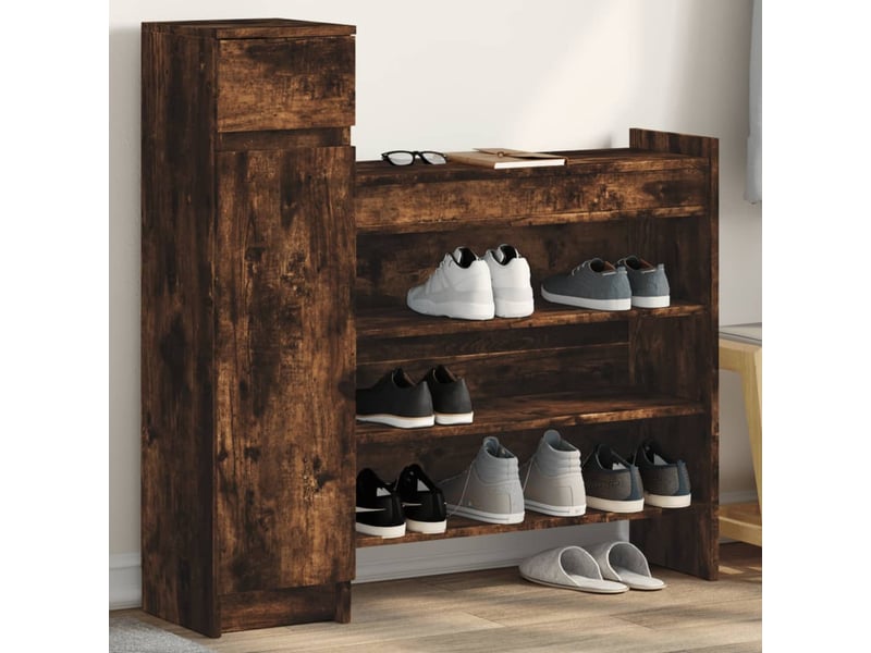  Meuble à chaussure | armoire à chaussures chêne fumé bois d'ingénierie  - Conforama B