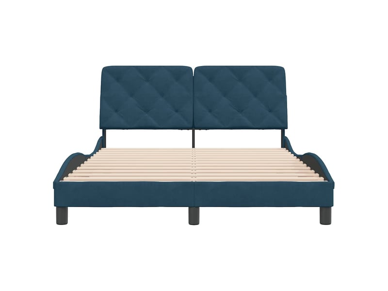  Lit double- lit adulte -  cadre de lit sans matelas bleu 140x200 cm velours  - Conforama D