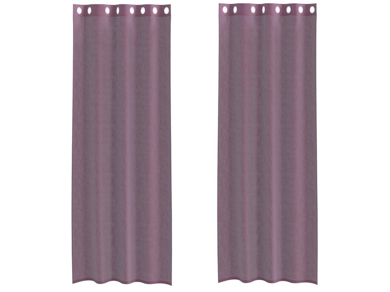 Lot de 2 rideaux en voile, voilages avec œillets violet 140x300 cm cf44440 - Conforama A