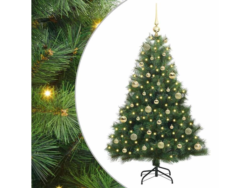  Sapin de noël artificiel, arbre de noël avec 150 led vert 150 cm pe et pvc shl7628  - Conforama A