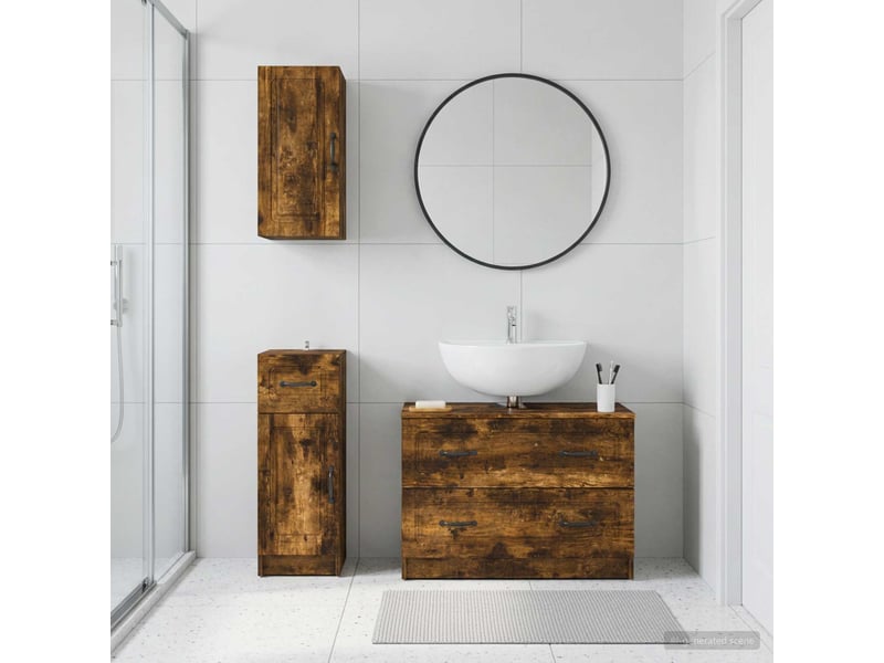 Ensemble de meuble de salle de bain 3 pièces utrecht chêne fumé cf63513 - Conforama B