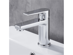 Mitigeur lavabo, robinet mélangeur avec poignée carrée, laiton chrome pour salle de bain (chaudefroide)