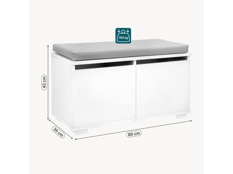  Banc à chaussures brande 42 x 80 x 35 cm blanc gris clair [en.casa]  - Conforama C