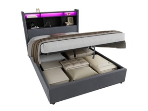 Lit avec rangement 90x200 cm VIVRYN   coloris gris