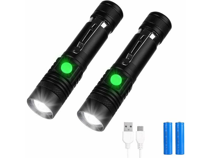 Lampe torche, lampe de poche 1000lumens lampe torche led rechargeable usb, 4 modes eclairage, ipx4 étanche, lampe de poche zoomable pour camping, rand - Conforama A