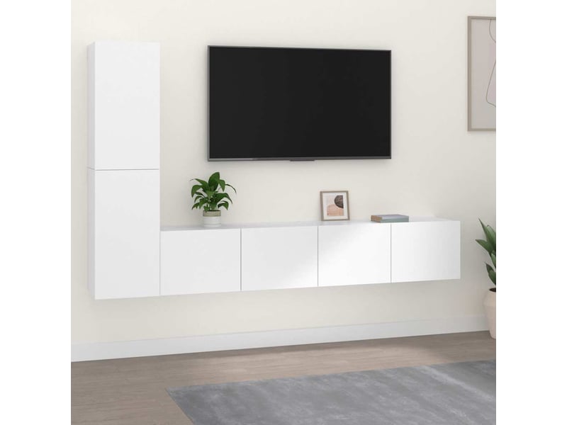  Ensemble de meubles tv 4 pcs blanc bois d'ingénierie shl24724  - Conforama B