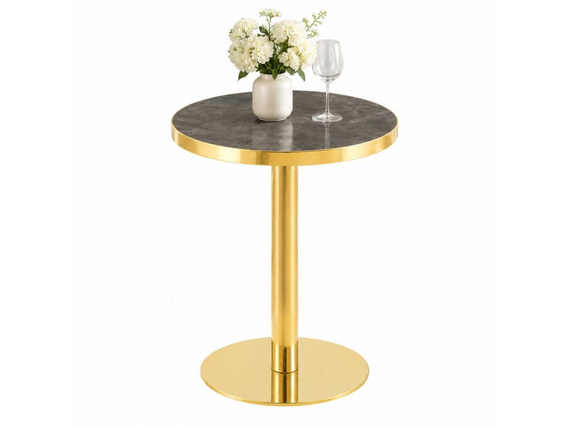 Table d'appoint ronde 59.50×59.50×73.50 cm en mdf et acier inoxydable gris et doré chicfurn - Conforama A
