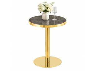 Table d'appoint ronde 59.50×59.50×73.50 cm en mdf et acier inoxydable gris et doré chicfurn