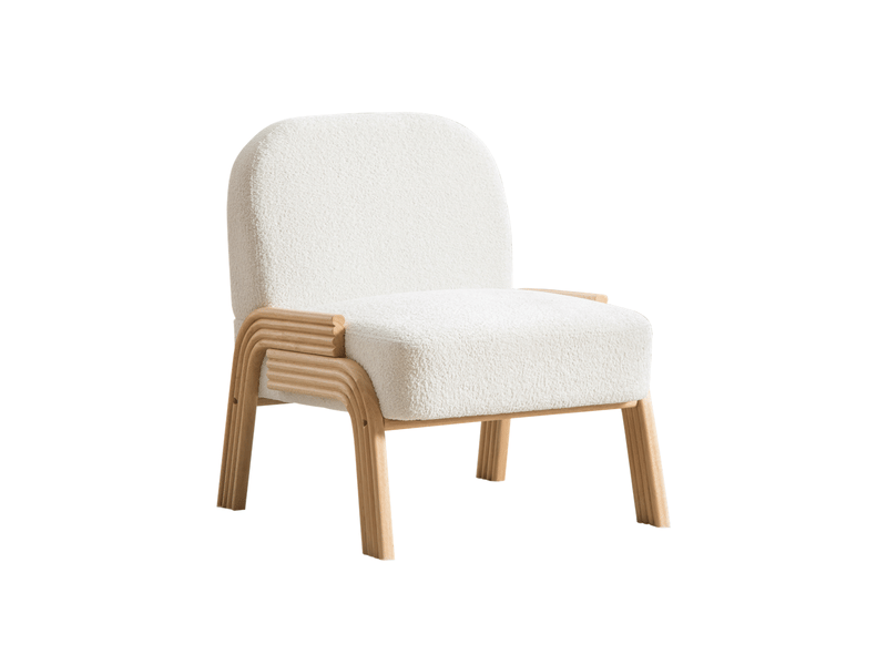  Fauteuil loungesessel scandinave en tissu - 72x61x78cm - chaise d'appoint sans accoudoirs salon chambre tissu chenille - ivoire  - Conforama A