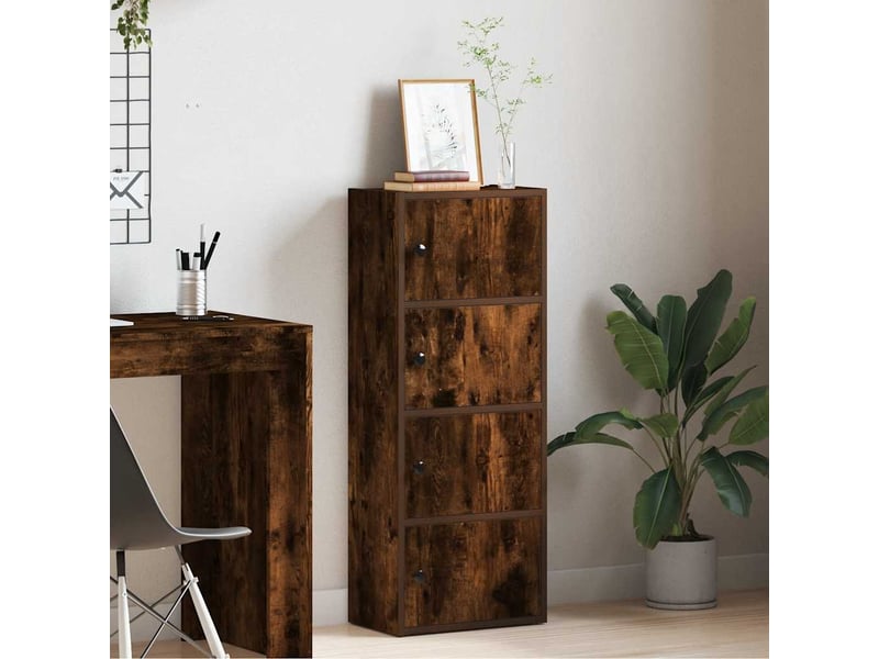  Bibliothèque, étagère de rangement chêne fumé 40x24x102 cm bois d'ingénierie  - Conforama C
