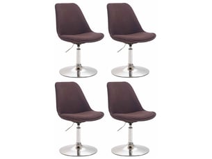 Lot de 4 chaises de salle à manger pivotante hauteur réglable en tissu marron et pied trompette en métal chromé 10_0008634