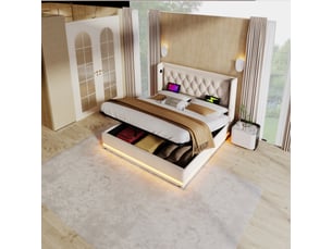 Lit coffre 180x200 cm <strong>HAUSS SPOLE</strong>  <strong></strong> coloris beige